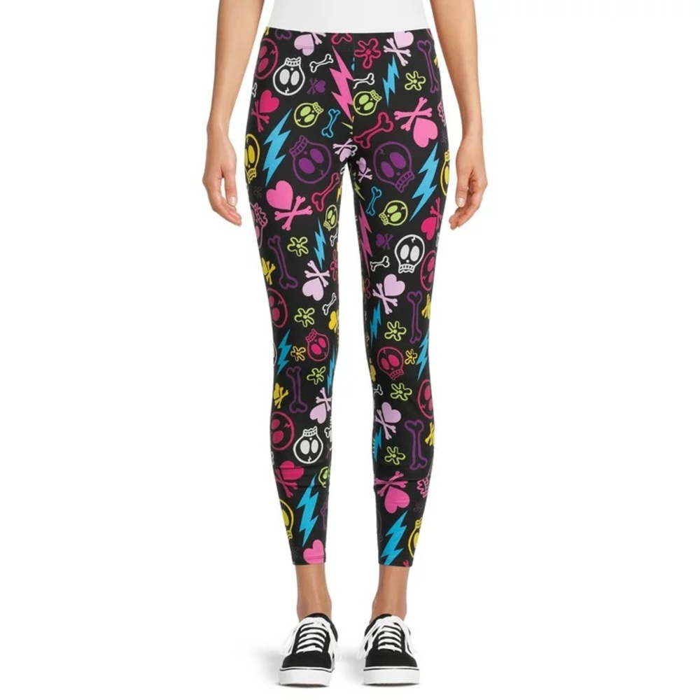 🆕 No Boundaries Juniors Ankle Halloween Lightning Skull Leggings Sz: XXXL (21)